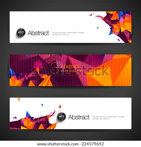 Set of bright polygonal geometric backgrounds for modern design 