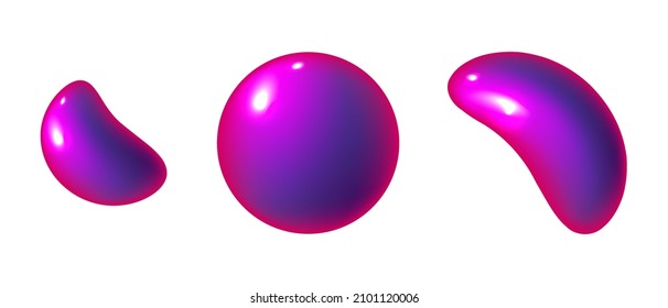 Set of Bright purple liquid shape, sphere or icon vector isolated on white background eps 10