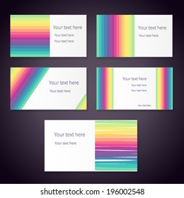 Set of bright rainbow business cards with place for your text