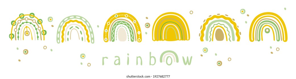 Set heller Regenbogen für die Dekoration, einzelne Vektorgrafiken auf weißem Hintergrund