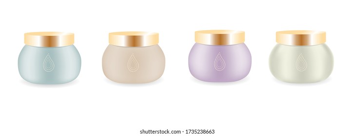 A set of bright realistic cream packages.