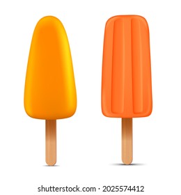 Set of bright realistic homemade frozen popsicle, vector realistic juicy ice cream icon