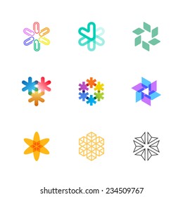 A Set Of Bright Round And Asterisk Logo Illustrations