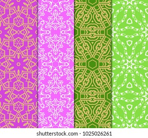 Set of bright seamless pattern background. Vector illustration for design. Abstract geometric frame. Fashion design