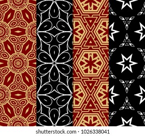 Set of bright seamless pattern background. Vector illustration for design. Abstract geometric frame. Fashion design