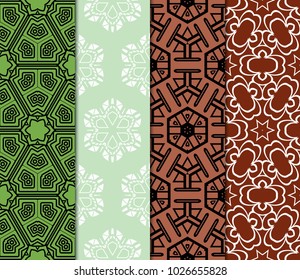 Set of bright seamless pattern background. Vector illustration for design. Abstract geometric frame. Fashion design