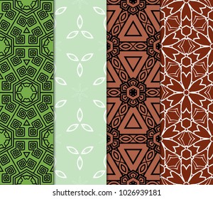 Set of bright seamless pattern background. Vector illustration for design. Abstract geometric frame. Fashion design