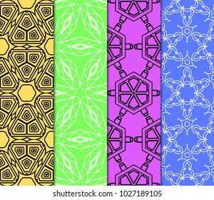 Set of bright seamless pattern background. Vector illustration for design. Abstract geometric frame. Fashion design