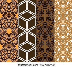 Set of bright seamless pattern background. Vector illustration for design. Abstract geometric frame. Fashion design
