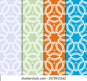 Set of Bright seamless pattern background. Vector illustration. Abstract geometric frame. Stylish decorative ornament.