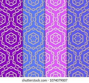 Set of Bright seamless pattern background. Vector illustration. Abstract geometric frame. Stylish decorative ornament.