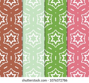 Set of Bright seamless pattern background. Vector illustration. Abstract geometric frame. Stylish decorative ornament.