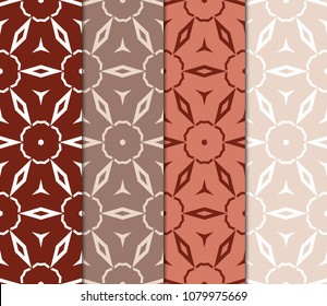 Set of Bright seamless pattern background. Vector illustration. Abstract geometric frame. Stylish decorative ornament.