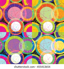 set of of bright seamless pattern of natal of astrological charts vector illustration