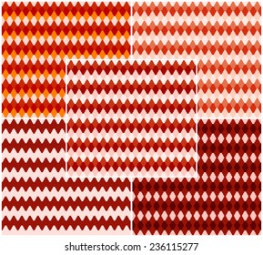 Set of bright seamless textures in shades of red. Vector eps 10.