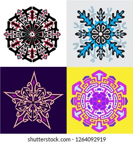 Set of bright snowflakes two