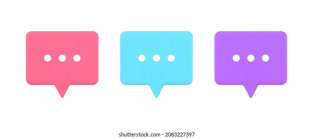 Set bright speech bubble 2d icon notification reminder alert for chatting cyberspace dialogue vector illustration. Collection multicolored incoming new message badge quick tips isolated on white