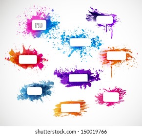 Set of Bright splashes with place for your text. Isolated on a white background. Vector illustration. 