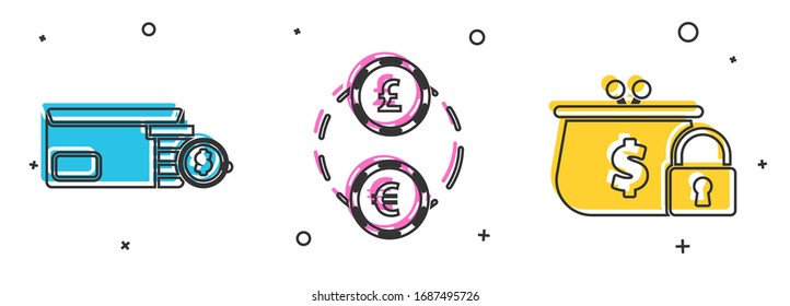 Helle Stadionleuchten, American Football und Helm und Geschlossenes Portemonnaie mit Schloss-Symbol. Vektorillustration
