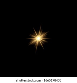 Set of bright Star. Yellow glowing light explodes on a transparent background. Transparent shining sun, bright flash. To center a bright flash. Sparkling magical dust particles. Vector sparkles.