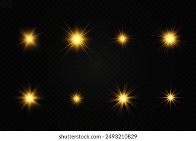 Conjunto de estrellas brillantes.Chispa de luz.La estrella parpadea brillantemente.Conjunto de efectos brillantes.	