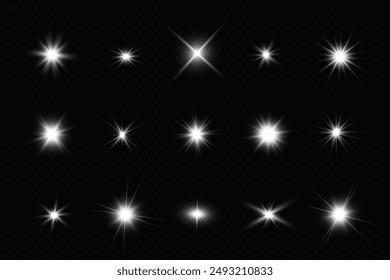 Conjunto de estrellas brillantes.Chispa de luz.La estrella parpadea brillantemente.Conjunto de efectos brillantes.	