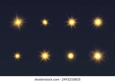 Conjunto de estrellas brillantes.Chispa de luz.La estrella parpadea brillantemente.Conjunto de efectos brillantes.	