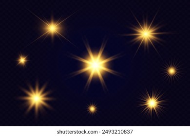 Conjunto de estrellas brillantes.Chispa de luz.La estrella parpadea brillantemente.Conjunto de efectos brillantes.	