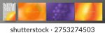 Set of bright summer gradient banners. Vibrant vector cards with colourful gradients and blurred summer fruit and berries. Collection of grainy backgrounds for summer events, branding, cover, sale.