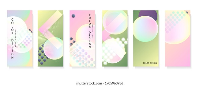 Set Bright summer juicy multicolored minimal poster. Collection of geometric stylish template design concept idea