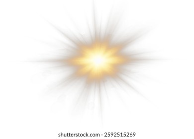 A set of bright suns. Flares with highlights of golden color, bright beautiful sun, set of suns, vector png.