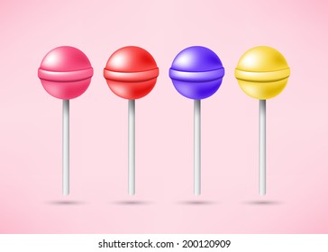 Set of bright sweet lollipops