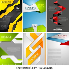 Set von High-Tech Corporate Flyer Templates. Abstrakte Vektorflyer-Hintergründe
