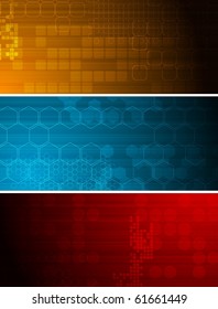 Set of bright technical banners with different elements