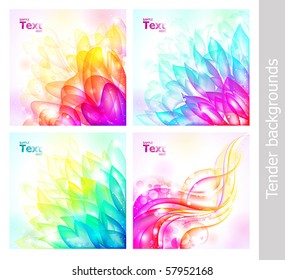 set of bright tender vector backgrounds