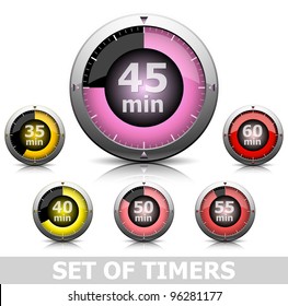 Set of bright timers in different color