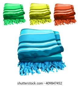 Set of bright towels. Vector illustration.