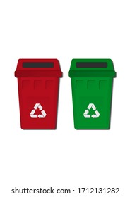 Set of bright trash containers. Separate collection of garbage and waste. The concept of environment, ecology. Icons for your design. Vector illustration.