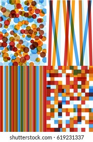 set of bright vector backgrounds with symmetrical shapes isolated on white