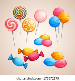 Set of bright vector candies