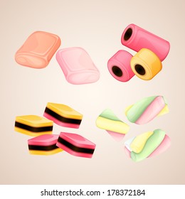 Set of bright vector candies