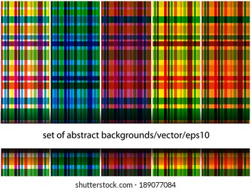 set of bright vector checkered backgrounds