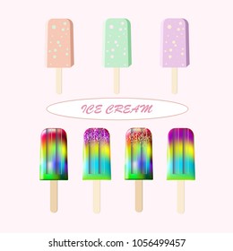 Set with bright vector ice cream