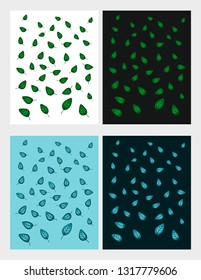 Set of bright vector illustrations with foliage. Multi-colored leaf fall. Illustration with leaves. Template for invitations, certificates, postcards, print and web.