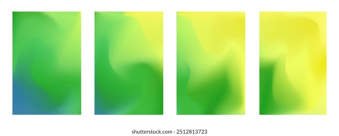 Conjunto de colores brillantes de la naturaleza del Vector amarillo y verde desdibujan los fondos del gradiente de la malla. Ilustraciones Abstractas del paisaje del verano de la acuarela digital para el Diseño web, concepto del negocio, Anuncio, cartel