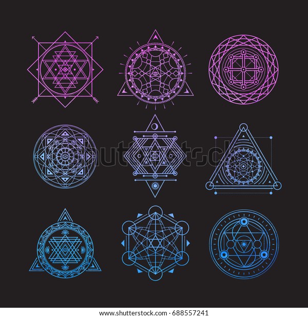 Set Bright Vector Sacred Symbols On Stock Vector (Royalty Free ...