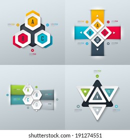 Set of bright vector templates for infographic or presentation