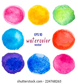 Set of bright vector watercolor circles 
