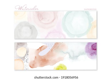 Set of bright watercolor hand-painted backgrounds