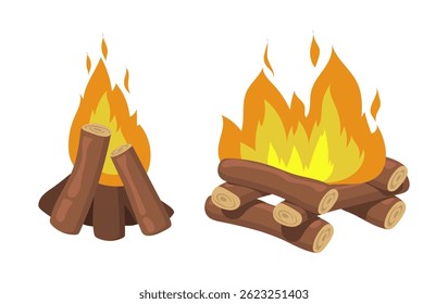Set Bright wood campfire and bonfire flat item
